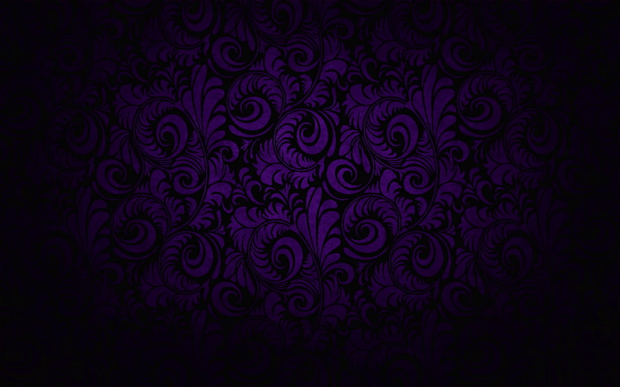 Dark Purple Gothic Damask Pattern with Ornate Floral Scrollwork and Vintage Texture HD wallpaper