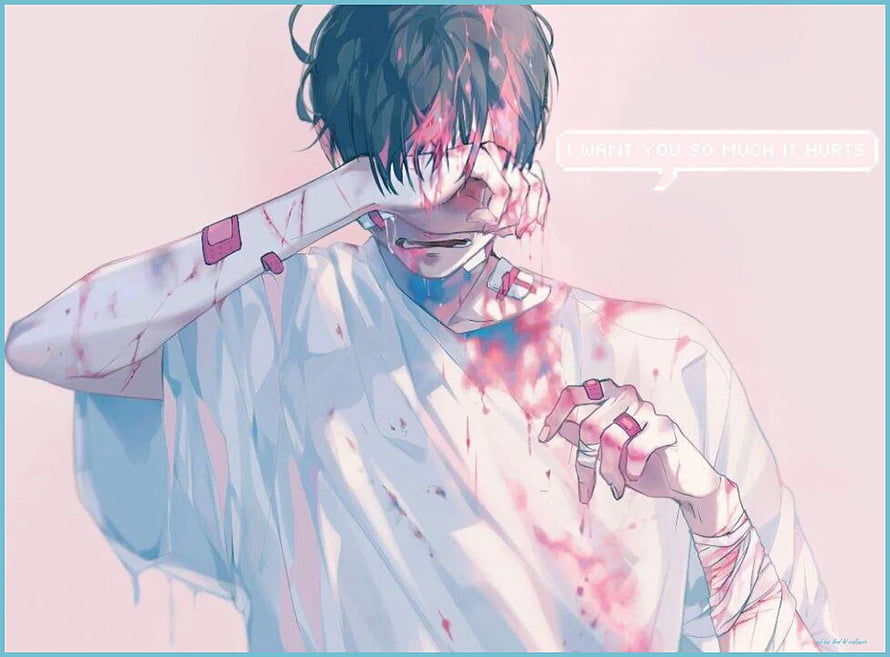Emotional Anime Boy With Blood Splatter And Distressed Expression HD wallpaper