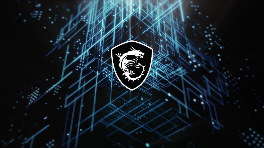 MSI Dragon Shield Logo on Glowing Blue Circuit Board Background HD wallpaper
