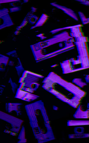 Neon Glitch Art Audio Cassettes Wallpaper HD phone wallpaper