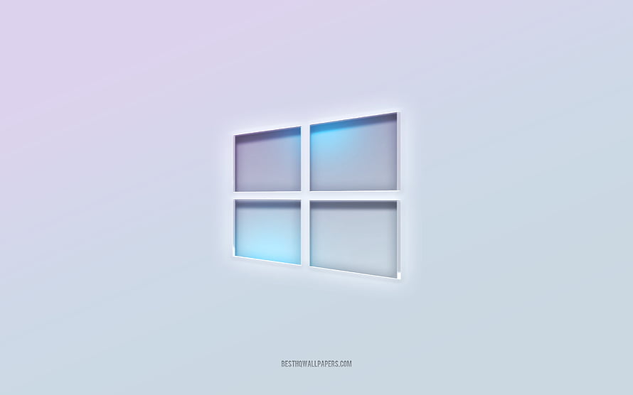 Windows 10 3D Cut-Out Logo on Soft Gradient Background HD wallpaper