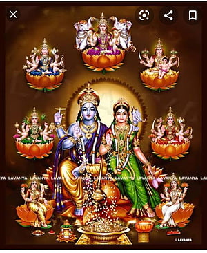 Ashta Lakshmi and Lord Vishnu Divine Hindu Deity Illustration HD phone wallpaper