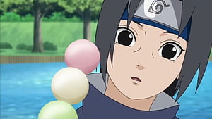 Kid Itachi Uchiha Holding Pastel Balloons by a Lake in Naruto Anime HD wallpaper