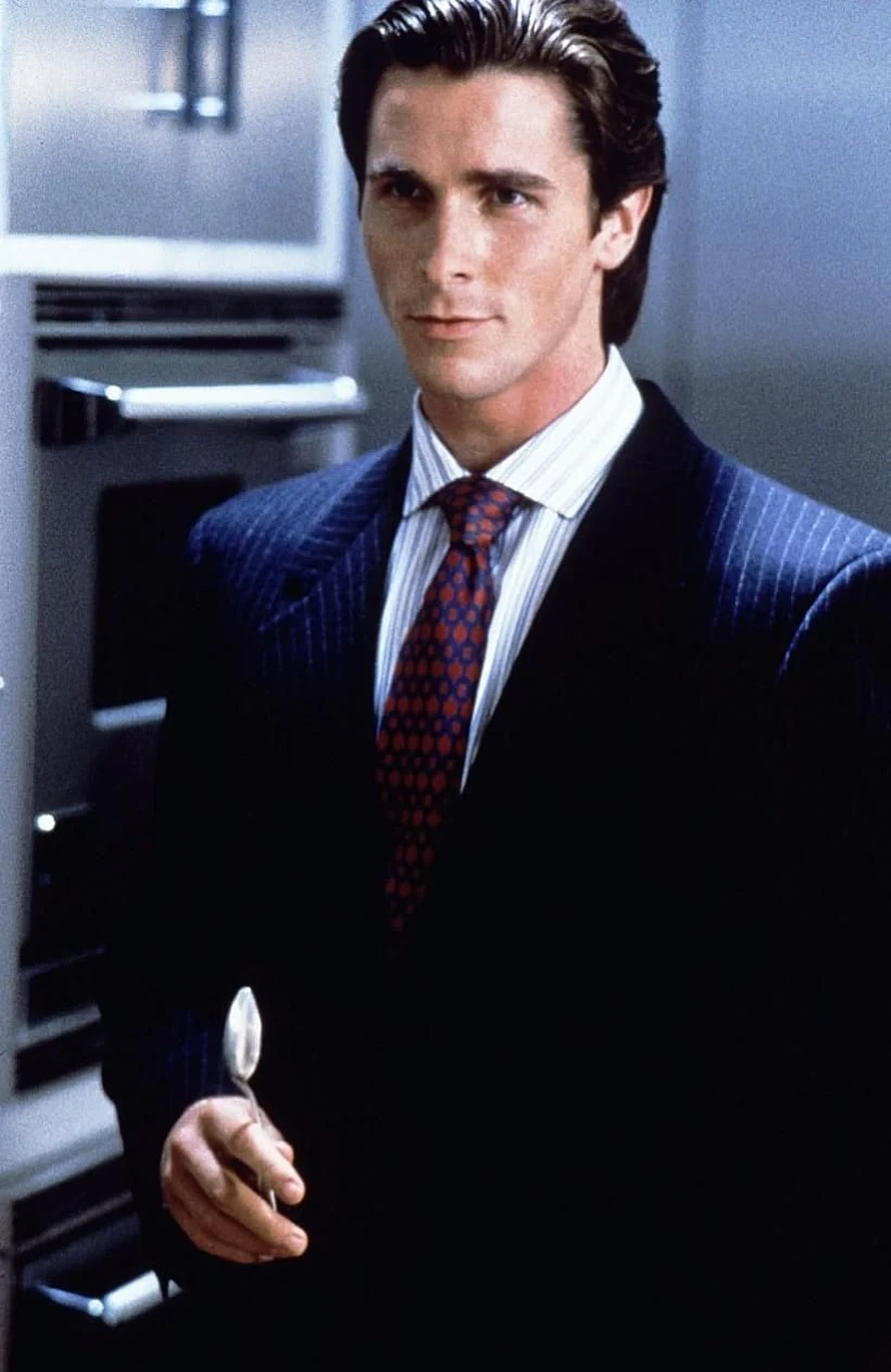Christian Bale as Patrick Bateman in American Psycho holding a spoon, American Psycho , Patrick Bateman HD phone wallpaper