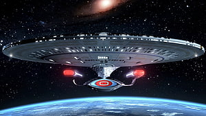 Star Trek Enterprise D NCC-1701 Galaxy Class Starship Orbiting Earth HD wallpaper