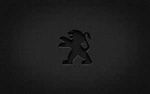 Peugeot Lion Emblem on Dark Carbon Fiber Texture with Grunge Style HD wallpaper