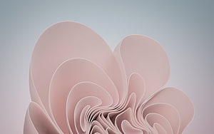 Minimalist Beige 3D Abstract Flower with Soft Petal Layers on Gradient Background HD wallpaper