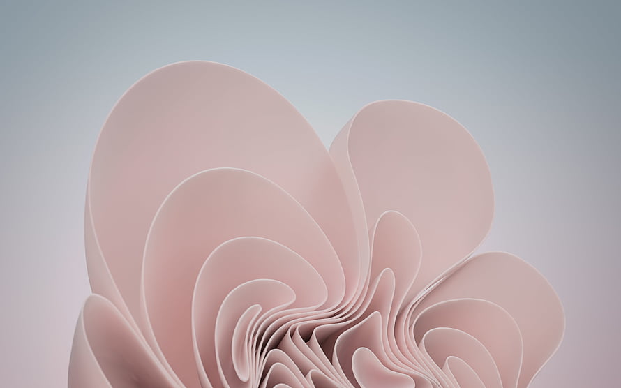 Minimalist Beige 3D Abstract Flower with Soft Petal Layers on Gradient Background HD wallpaper