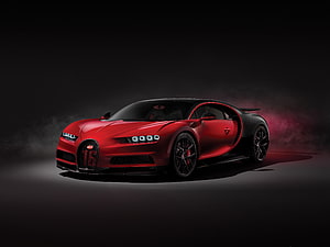 Red Bugatti Chiron Sport Hypercar Studio Shot on Dark Background HD wallpaper
