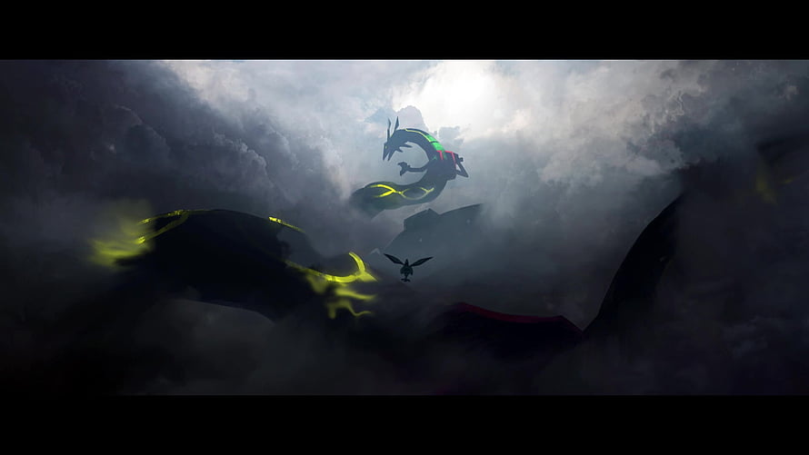 Mystical Dragon Flying Through Stormy Clouds With Glowing Energy Trails HD wallpaper