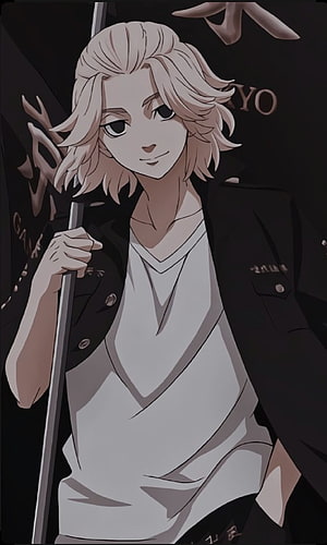 Mikey Anime Character Illustration in Black Jacket and White Shirt HD phone wallpaper