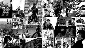 Tokyo Ghoul Black and White Manga Panel Collage HD wallpaper