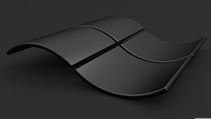 Matte Black 3D Windows Logo Rendered on Dark Background HD wallpaper