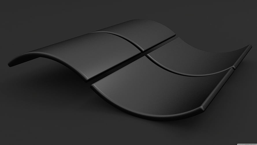 Matte Black 3D Windows Logo Rendered on Dark Background HD wallpaper