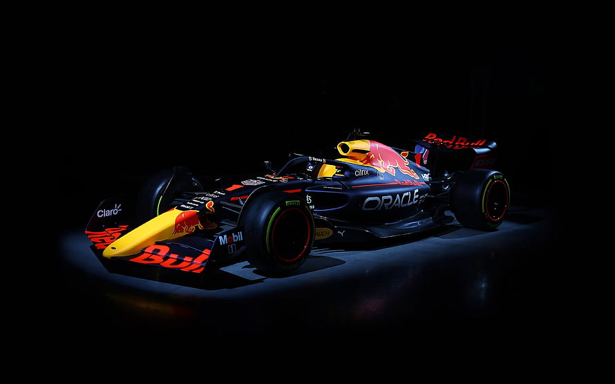 Red Bull Racing Formula 1 Car in Dark Studio Spotlight HD wallpaper