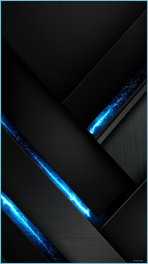 Abstract Dark Geometric Wallpaper With Glowing Blue Lightning Energy Lines HD phone wallpaper