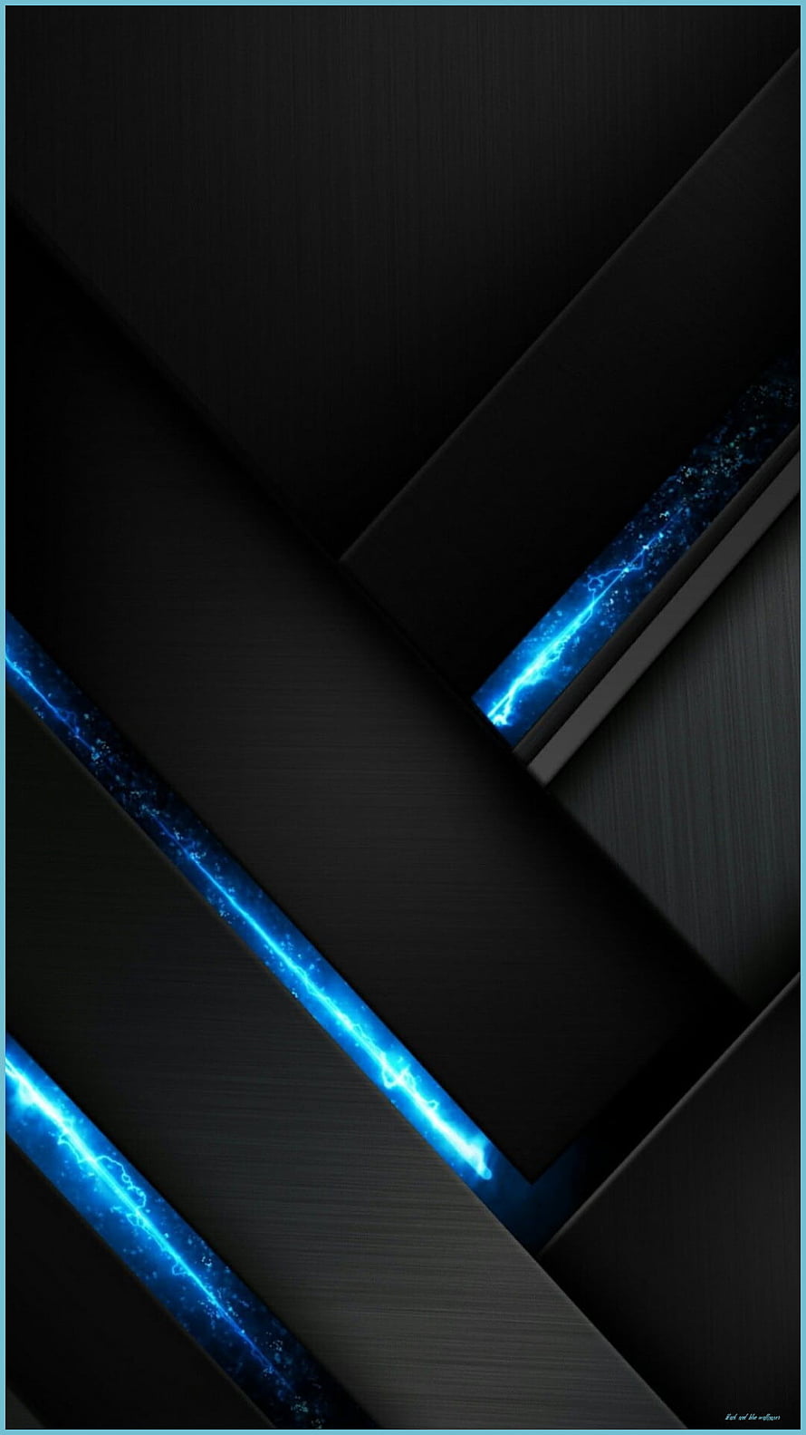 Abstract Dark Geometric Wallpaper With Glowing Blue Lightning Energy Lines HD phone wallpaper