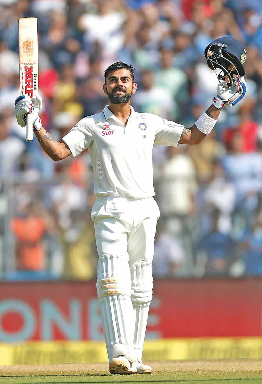 Virat Kohli Celebrating a Century in Indian Cricket Team White Uniform HD phone wallpaper