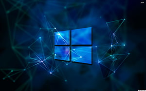 Windows 10 Blue Logo with Digital Network Connections and Geometric Lines HD wallpaper