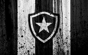 Grayscale Botafogo Football Club Crest on Distressed Concrete Wall Background HD wallpaper