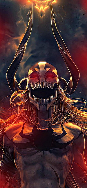 Bleach Ichigo Kurosaki Hollow Bankai Demon Skull Portrait HD phone wallpaper