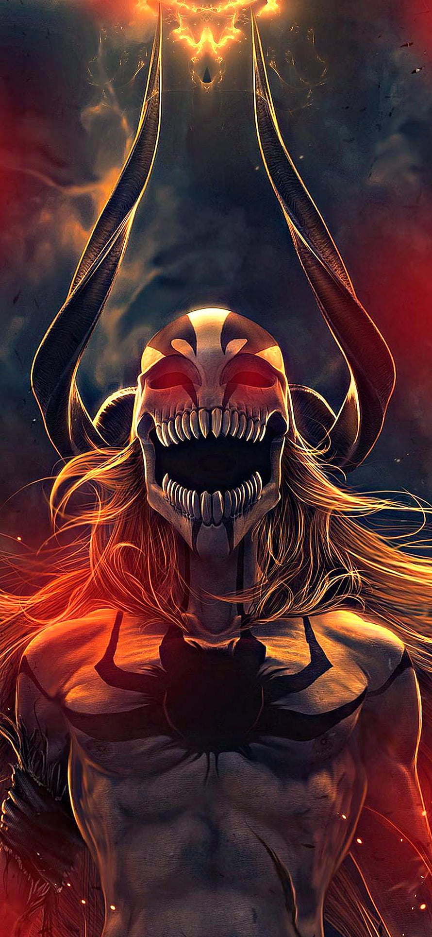 Bleach Ichigo Kurosaki Hollow Bankai Demon Skull Portrait HD phone wallpaper