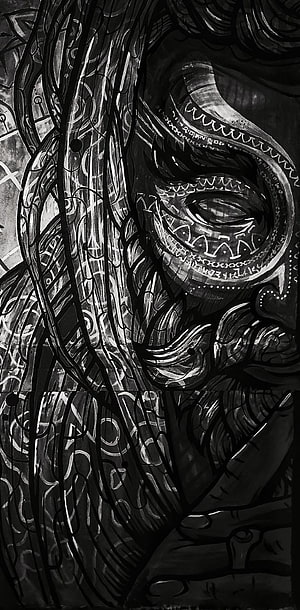 Ravana Dark Tribal Illustration with Intricate Black and White Patterns HD phone wallpaper