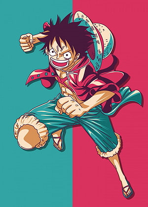 Monkey D. Luffy One Piece Anime Character Dynamic Action Pose Illustration Wallpaper HD phone wallpaper