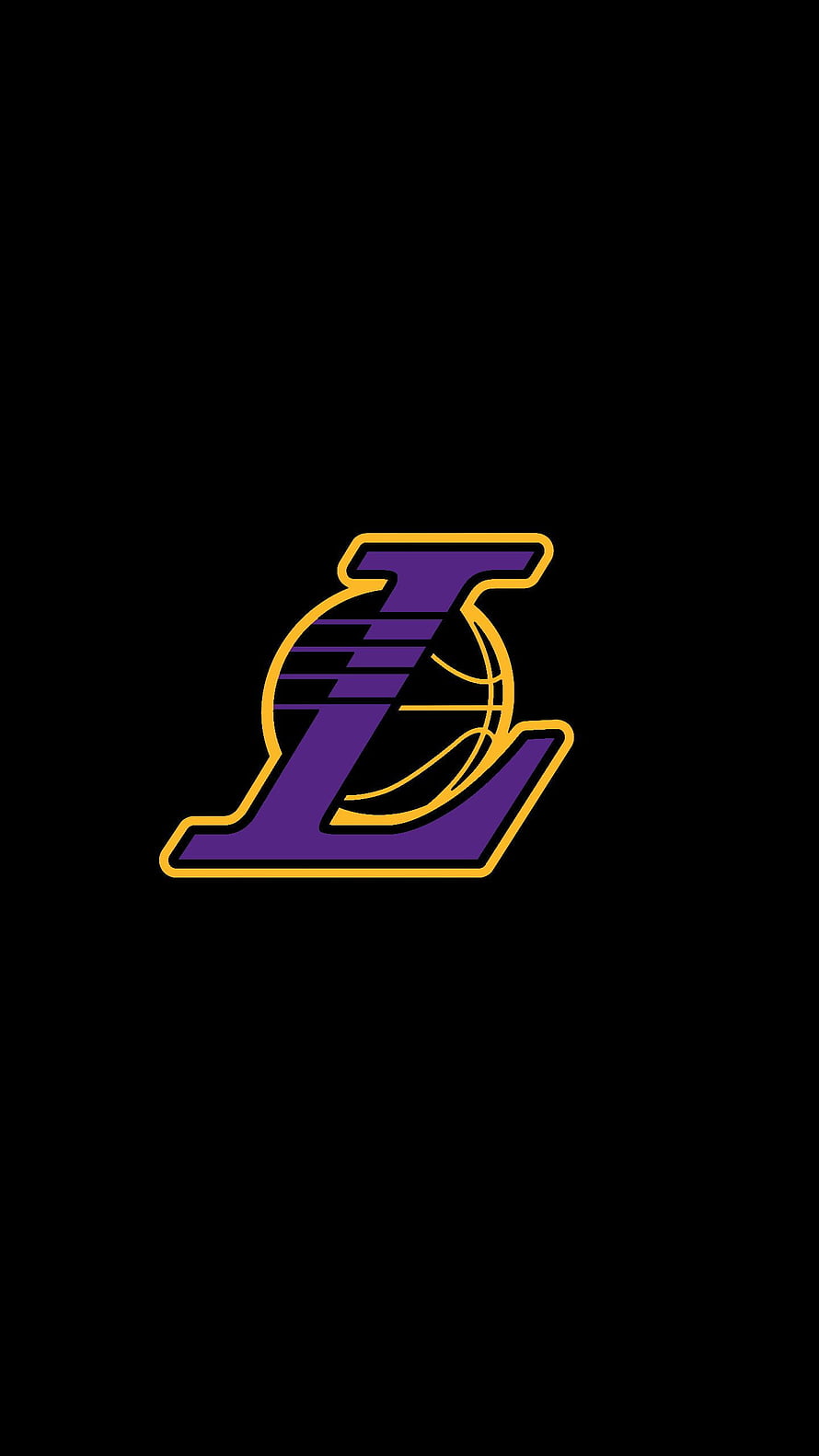Los Angeles Lakers Team Logo in Purple and Gold on Black Background HD phone wallpaper