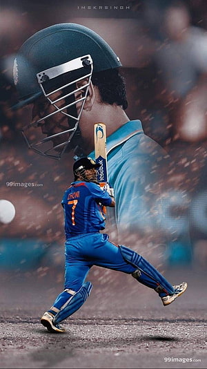 MS Dhoni Cricket Action Wallpaper - Indian Captain Batting in Blue Jersey HD phone wallpaper