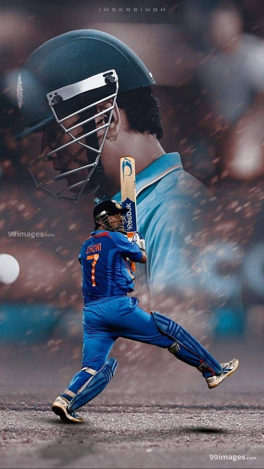 MS Dhoni Cricket Action Wallpaper - Indian Captain Batting in Blue Jersey HD phone wallpaper