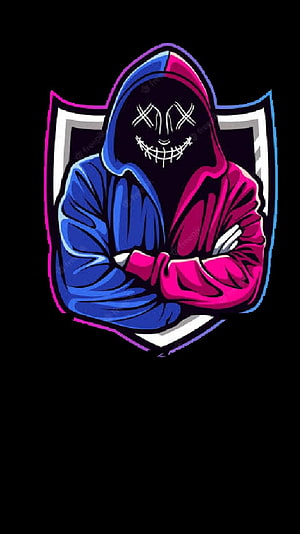 Edgy Hoodie Mascot Logo With Stitched Smile And Crossed Arms HD phone wallpaper