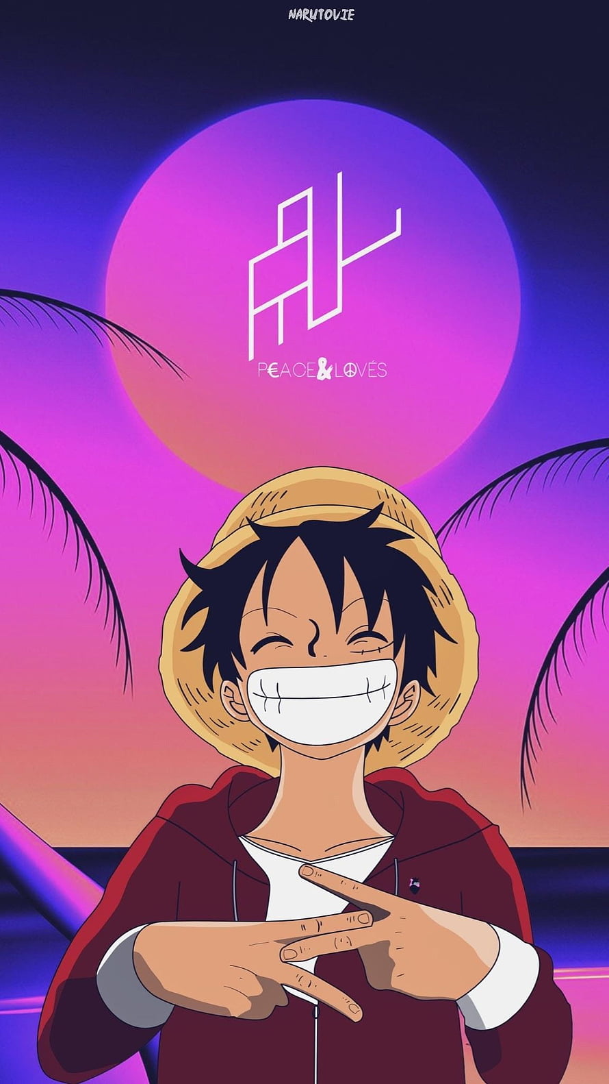 Monkey D. Luffy Peace and Love Anime Wallpaper HD phone wallpaper