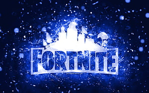 Fortnite Logo With Glowing Blue Energy And Particle Effects HD wallpaper