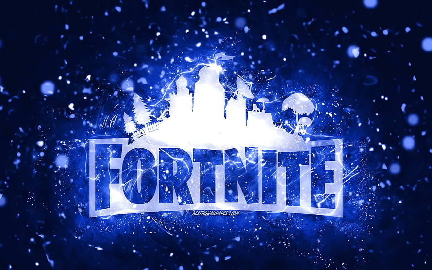 Fortnite Logo With Glowing Blue Energy And Particle Effects HD wallpaper