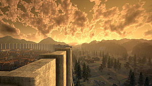 Attack on Titan Wall Maria Sunset View HD wallpaper