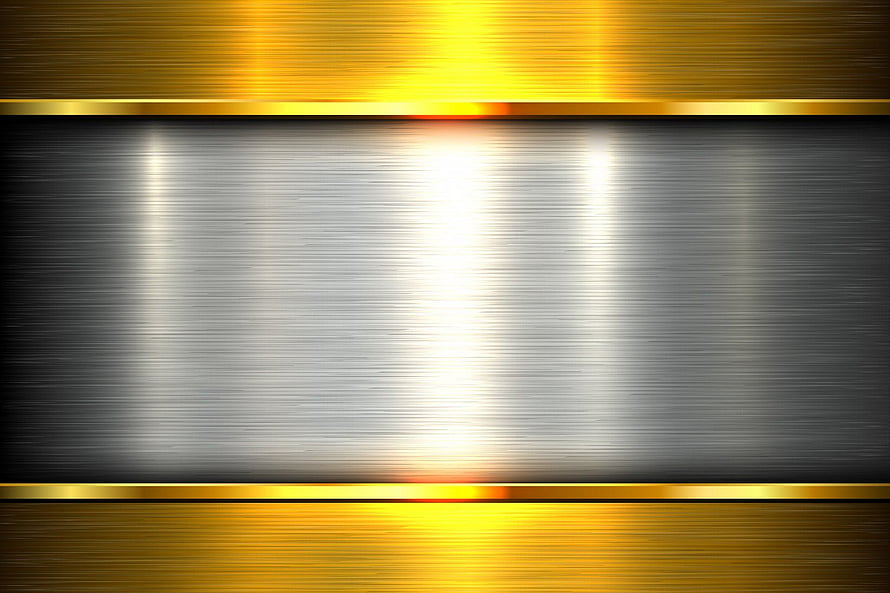 Luxury Gold and Silver Brushed Metal Frame with Central Light Reflection HD wallpaper
