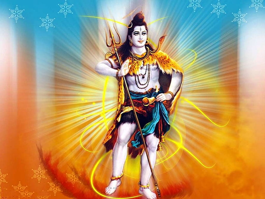 Lord Shiva with Trishul and Rudraksha Beads in Radiant Divine Light HD wallpaper