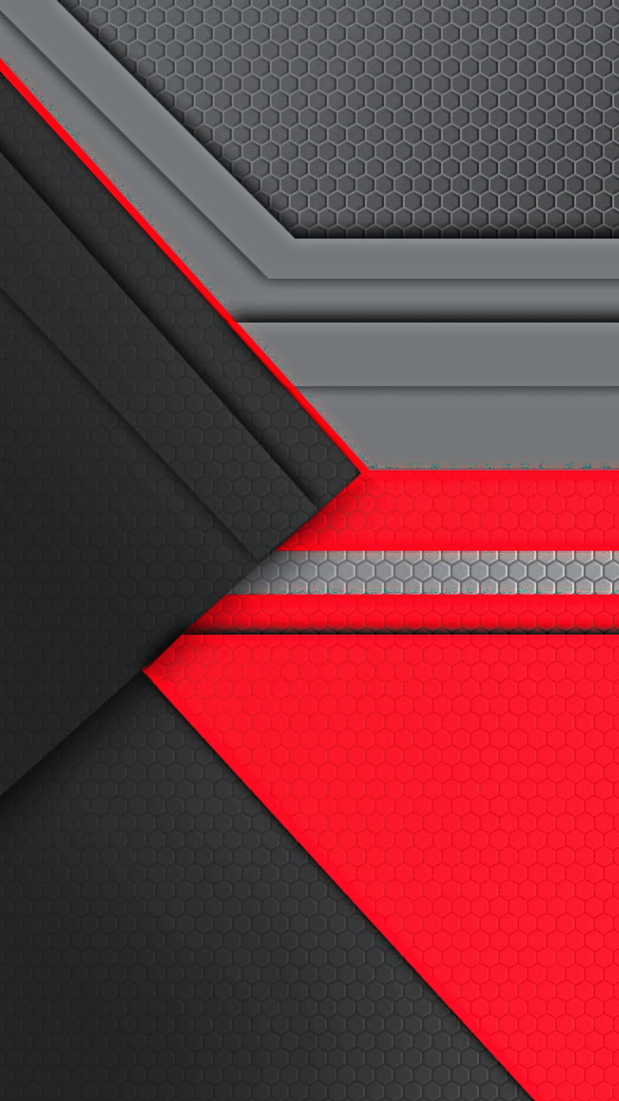 Sleek Geometric Hexagon Pattern with Red and Black 3D Layers HD phone wallpaper