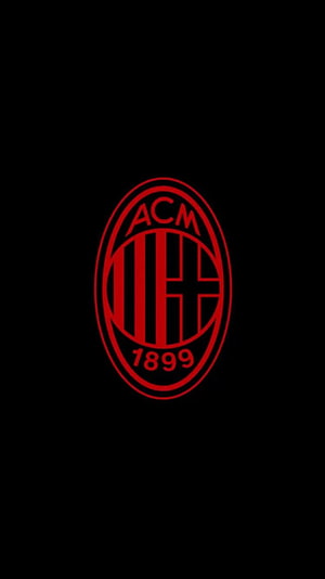 AC Milan Club Crest in Red on Black Background HD phone wallpaper