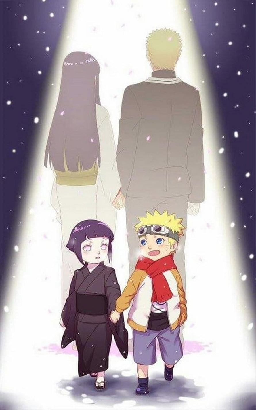 Naruto and Hinata Family Portrait with Boruto and Himawari Anime Wallpaper HD phone wallpaper