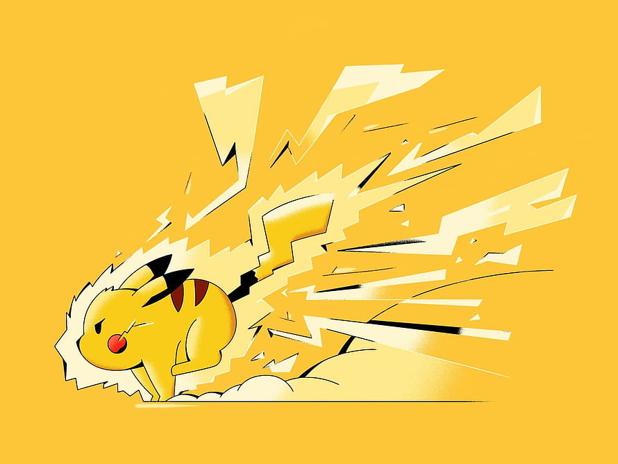 Pikachu unleashing a powerful Thunderbolt attack in dynamic anime style HD wallpaper