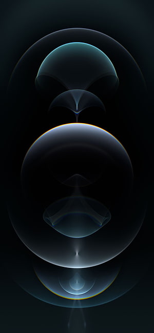 Abstract Dark Geometric Orbs with Glowing Cyan and Orange Rim Light on Black Background HD phone wallpaper