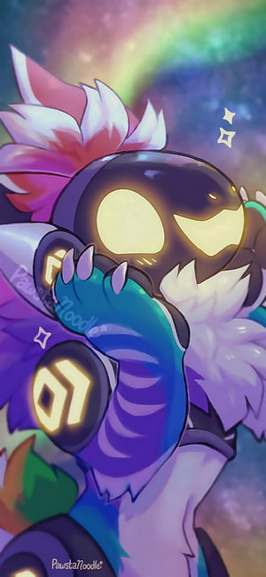 Protogen Character Artwork with Glowing Eyes and Vibrant Fur HD phone wallpaper