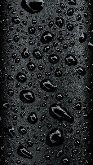 Dark Raindrops on Textured Black Surface Abstract Macro Photography HD phone wallpaper