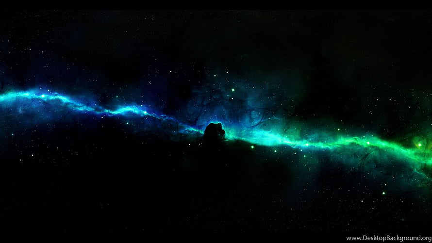 Vibrant Blue and Green Nebula Spanning the Dark Expanse of Deep Space HD wallpaper