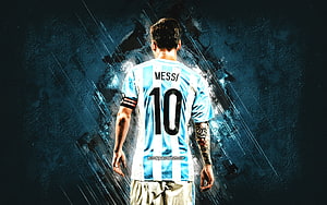 Lionel Messi Argentina Number 10 Jersey Back View Soccer Player Wallpaper HD wallpaper