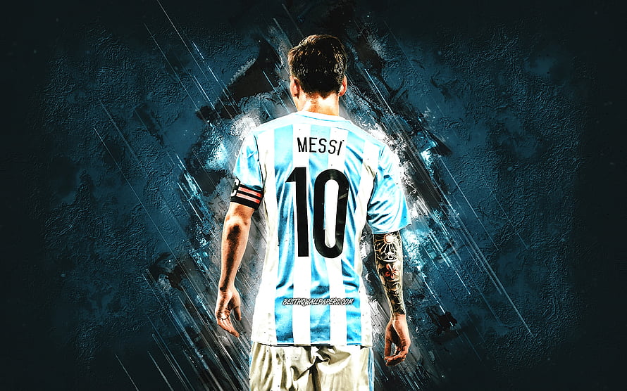 Lionel Messi Argentina Number 10 Jersey Back View Soccer Player Wallpaper HD wallpaper