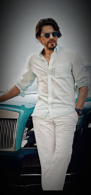 Shah Rukh Khan in White Shirt and Sunglasses Leaning on a Luxury Car HD phone wallpaper