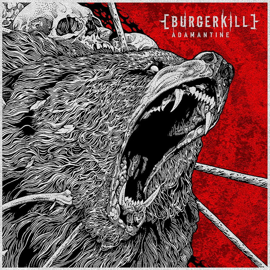Burgerkill Adamantine Album Artwork Featuring Fierce Wolf and Skull Illustration HD phone wallpaper